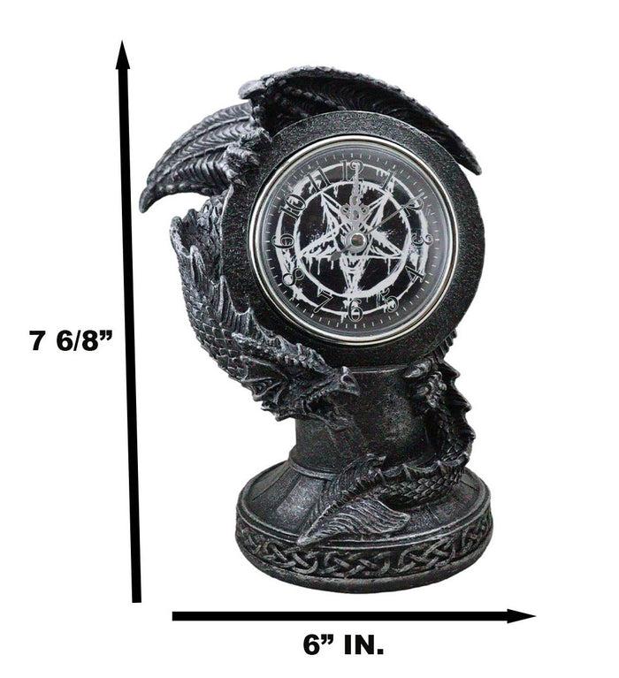 Ebros Gift Fantasy Gothic Hour Of The Dragon Drake With Pentagram Star Table Clock Figurine
