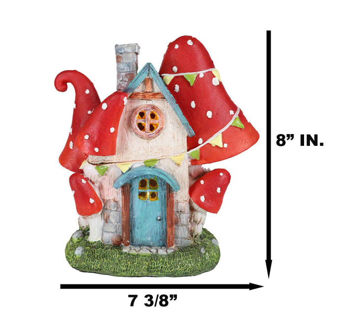 Ebros Gift Fantasy LED Light Enchanted Fairy Garden Toadstool Mushrooms Mini Cottage House