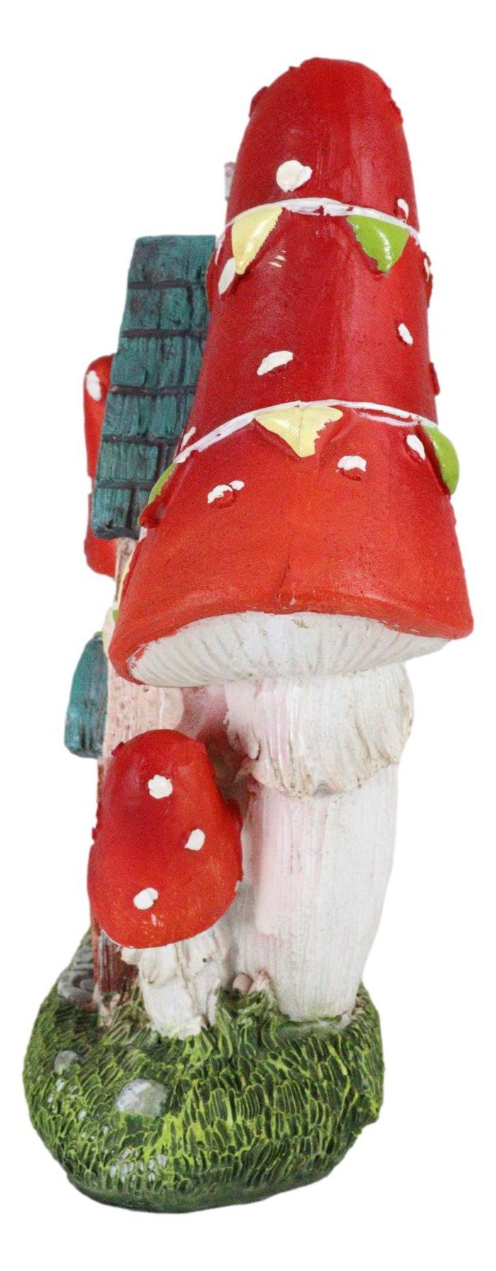 Ebros Gift Fantasy LED Light Enchanted Fairy Garden Toadstool Mushrooms Mini Cottage House