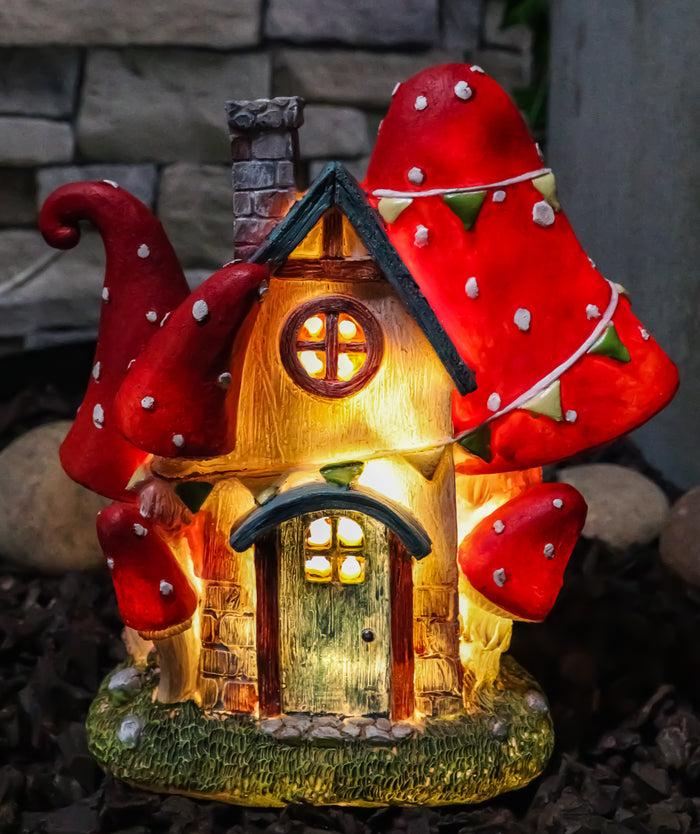 ebros gift Fantasy LED Light Enchanted Fairy Garden Toadstool Mushrooms Mini Cottage House