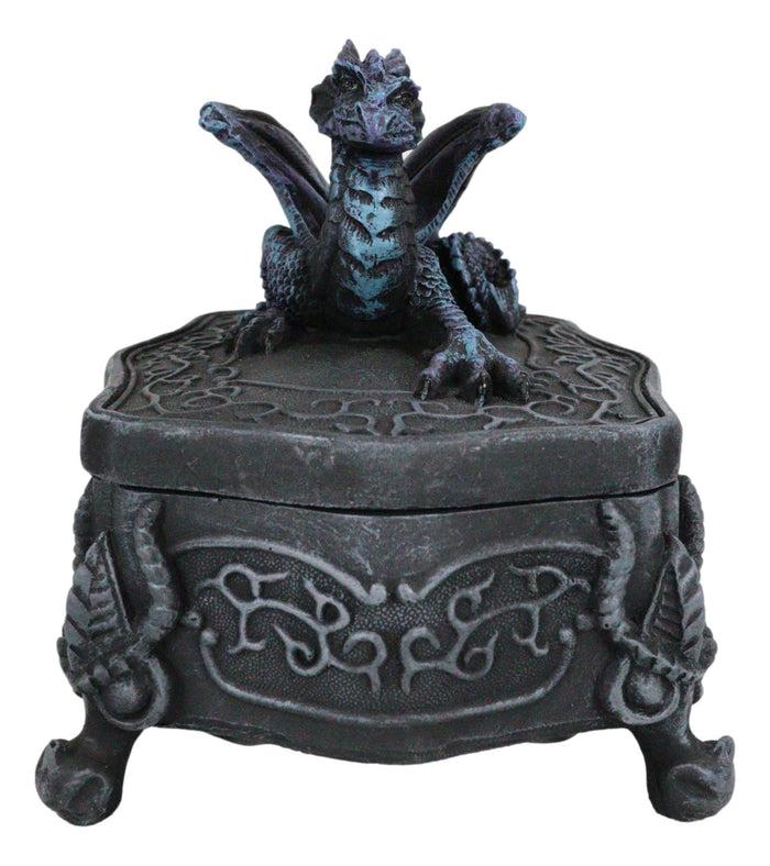 Ebros Gift Fantasy Midnight Dragon Box Celtic Hour Of The Dragon Chest Jewelry Box Figurine