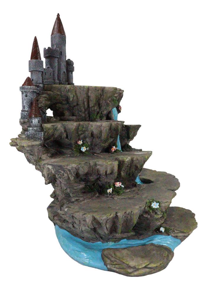 Ebros Gift Fantasy Miniature Creatures Display Stand Rocky Waterfall With Castle Figurine