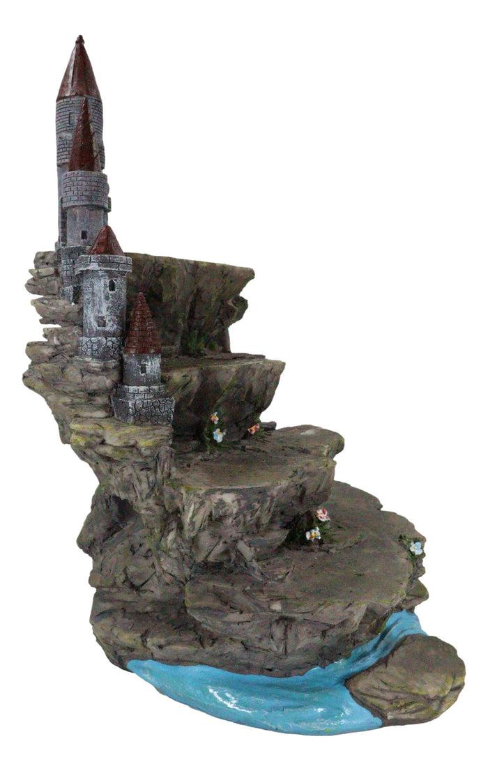 Ebros Gift Fantasy Miniature Creatures Display Stand Rocky Waterfall With Castle Figurine