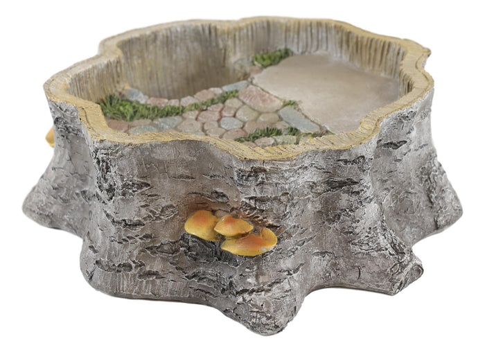 Ebros Gift Fantasy Miniature Fairy Garden Tree Stump Cottage House Nook Display Figurine