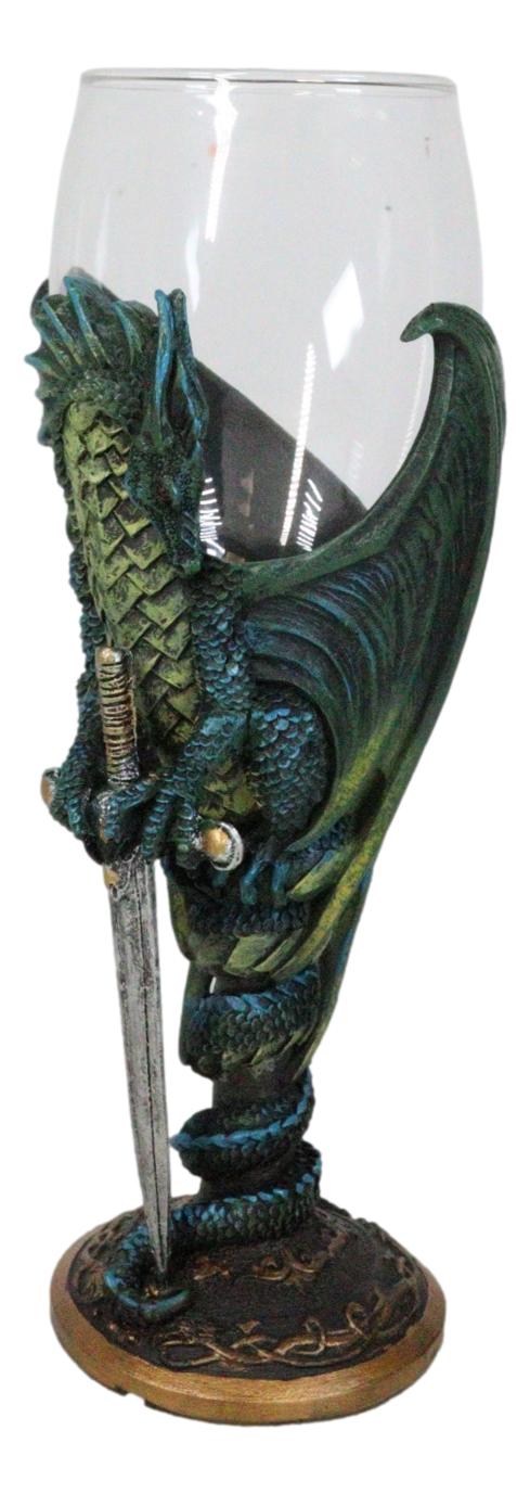 Ebros Gift Fantasy Netherworld Earth Dragon Skull Blade Sword Glass Wine Goblet Chalice