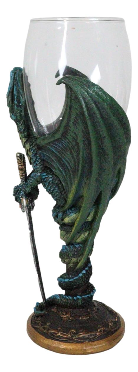 Ebros Gift Fantasy Netherworld Earth Dragon Skull Blade Sword Glass Wine Goblet Chalice