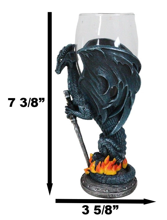 Ebros Gift Fantasy Netherworld Fire Dragon Excalibur Blade Sword Glass Wine Goblet Chalice
