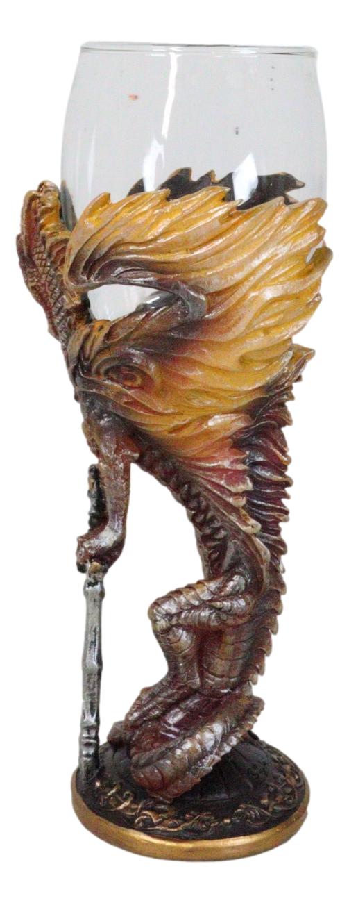 Ebros Gift Fantasy Netherworld Fire Dragon Flame Blade Sword Glass Wine Goblet Chalice
