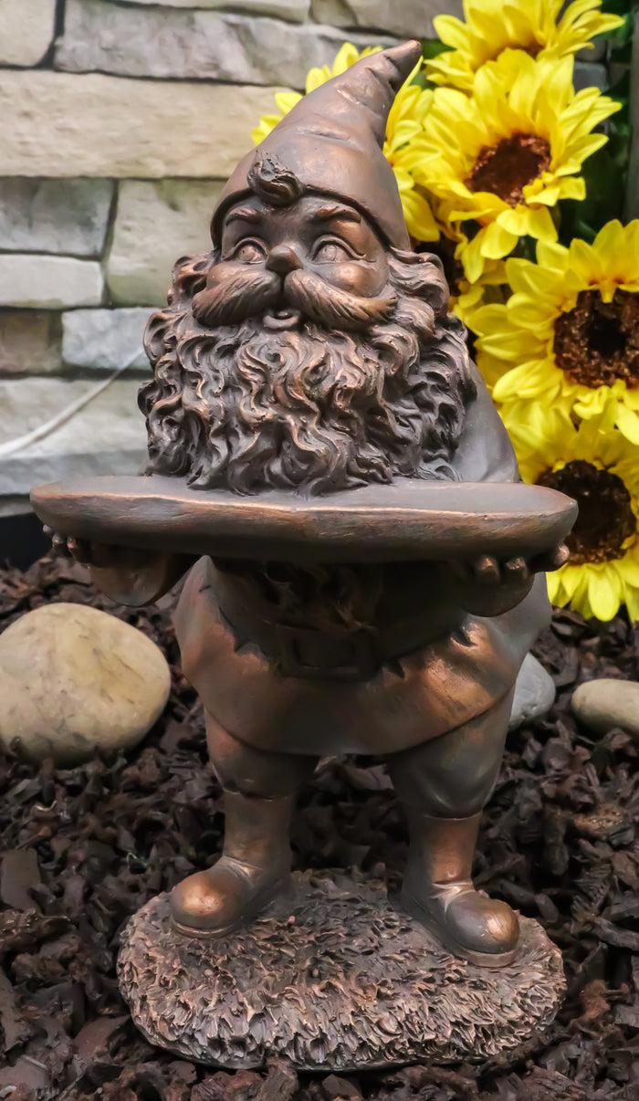 ebros gift Fantasy Old Mr Gnome Holding Long Tray Garden Figurine Decor Or Keys Holder