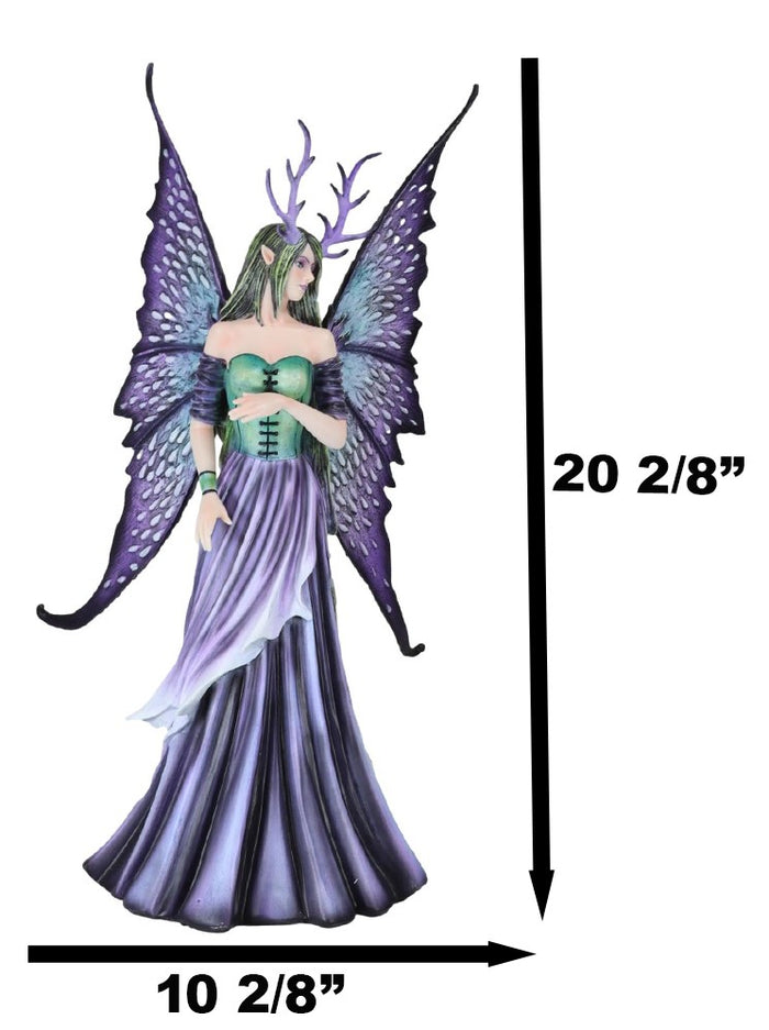 Ebros Gift Fantasy Raven Secrets Gothic Fairy Queen With Antlers Crown Statue 20"H Decor