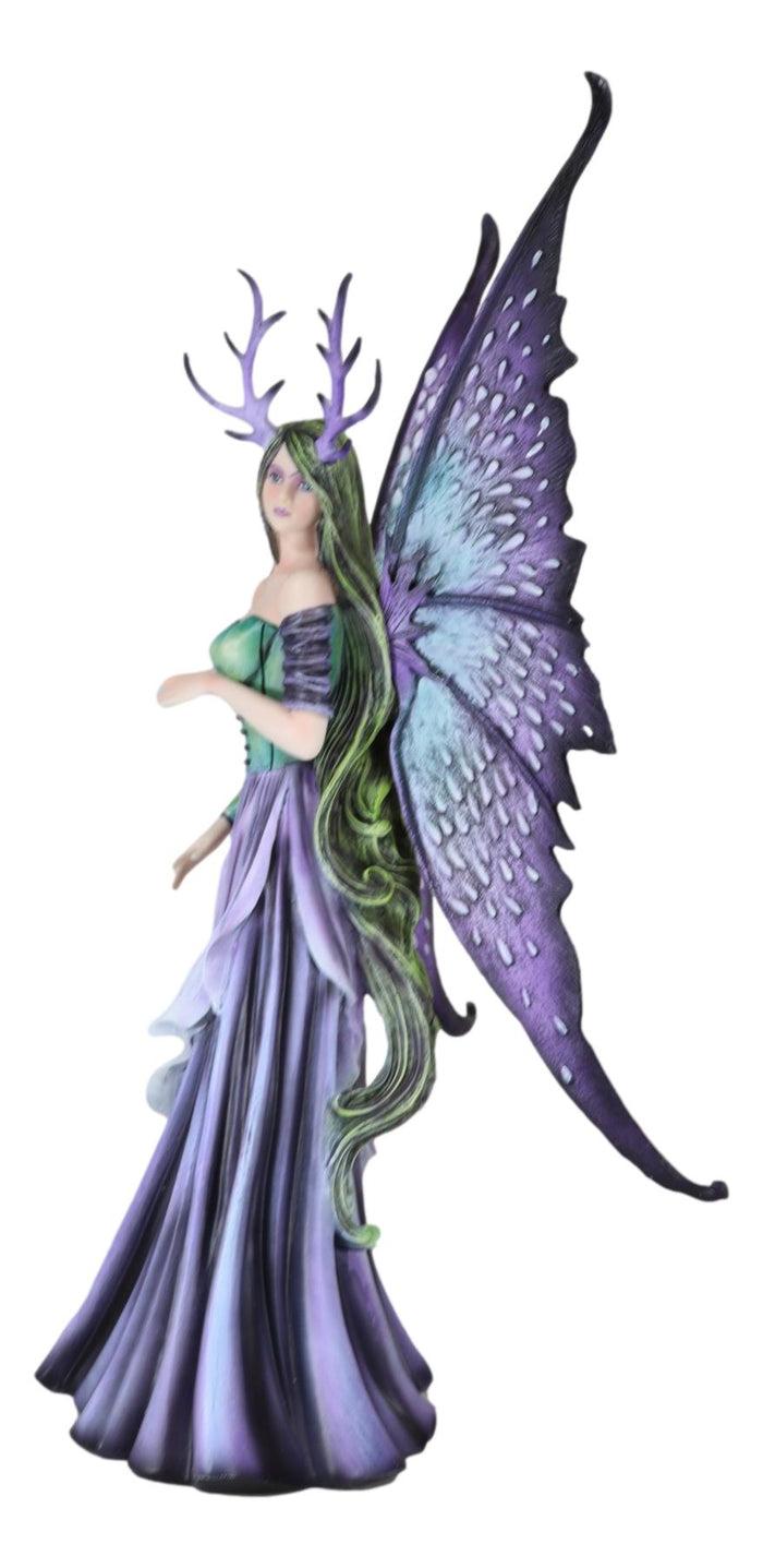 Ebros Gift Fantasy Raven Secrets Gothic Fairy Queen With Antlers Crown Statue 20"H Decor