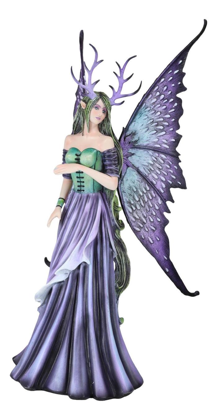 Ebros Gift Fantasy Raven Secrets Gothic Fairy Queen With Antlers Crown Statue 20"H Decor