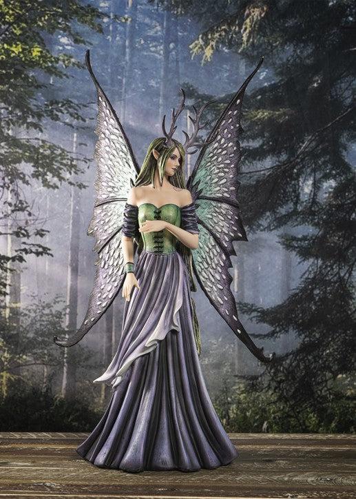 ebros gift Fantasy Raven Secrets Gothic Fairy Queen With Antlers Crown Statue 20"H Decor