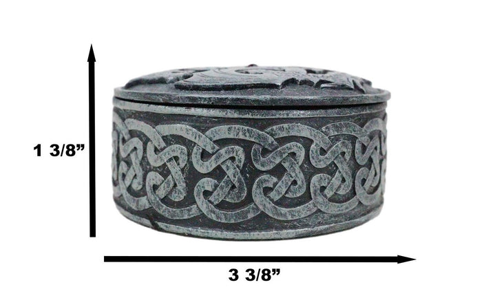 Ebros Gift Fantasy Round Celtic Dragon Triad With Red Gem Jewelry Box Figurine 3.5"Diameter
