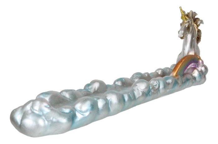 Ebros Gift Fantasy Sacred Rare Unicorn Horse By Rainbow And Clouds Incense Holder Figurine