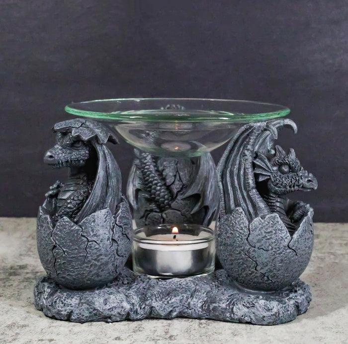 ebros gift Fantasy Trio Gargoyle Dragons in Eggs Hatchling Candle Oil Burner Figurine
