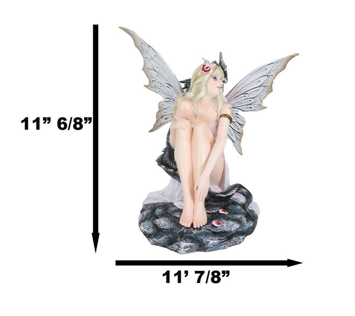 Ebros Gift Fantasy White Tribal Celtic Tattoo Princess Fairy With Black Dragon Figurine