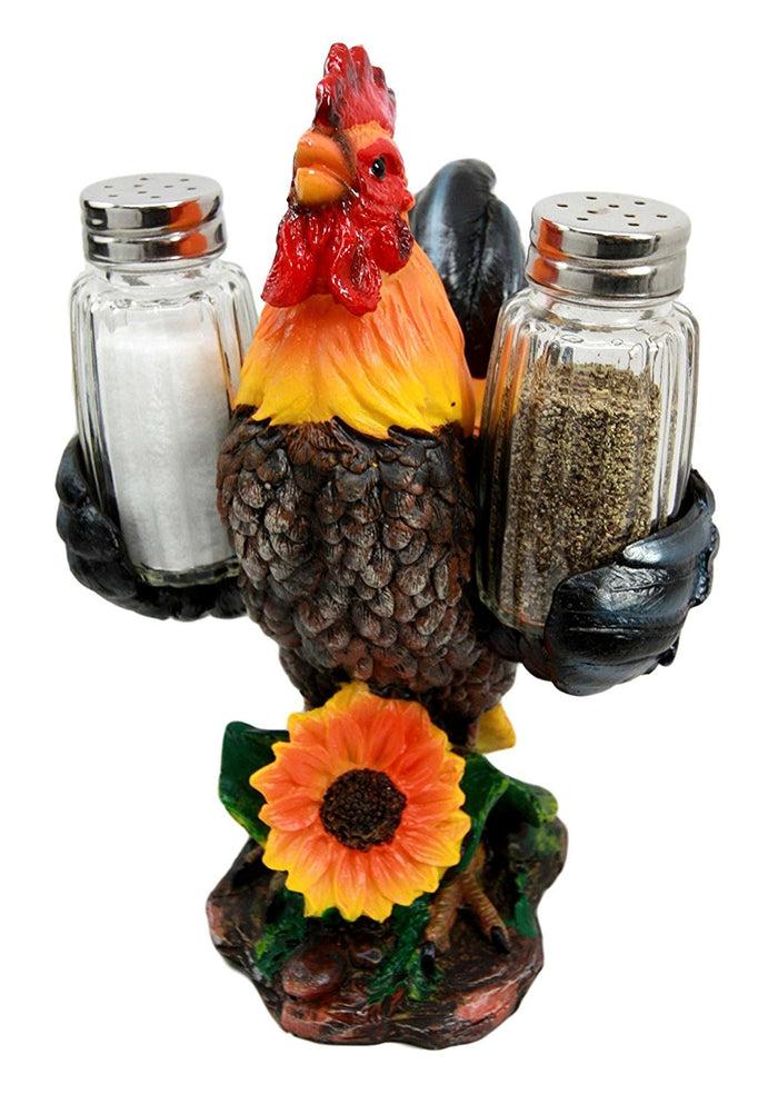Ebros Gift Farm Barnyard Rooster Salt Pepper Shakers Holder Figurine Spice To Crow About