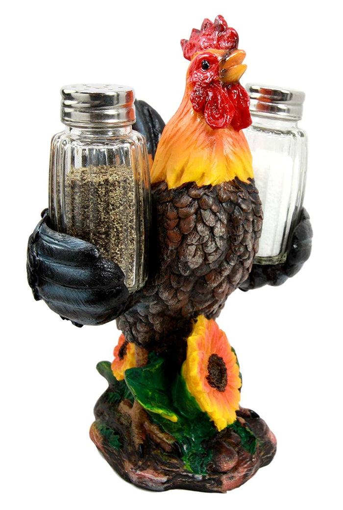 Ebros Gift Farm Barnyard Rooster Salt Pepper Shakers Holder Figurine Spice To Crow About