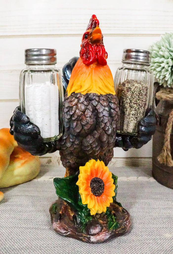ebros gift Farm Barnyard Rooster Salt Pepper Shakers Holder Figurine Spice To Crow About