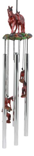 Ebros Gift Farm Countryside Brown Horse With Foal Resonant Relaxing Wind Chime Garden Patio