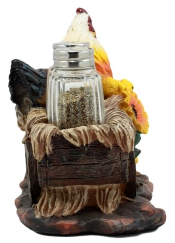 Ebros Gift Farm Hay Wagon Sunflower Mother Hen & Chicks Salt Pepper Shakers Holder Figurine