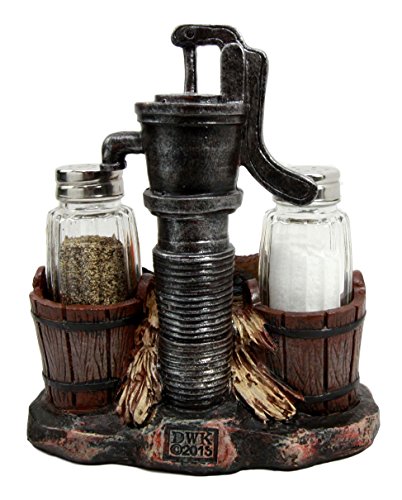 Ebros Gift Farm Irrigation Well Pump Chicken Hen Salt Pepper Shakers Holder Figurine Set
