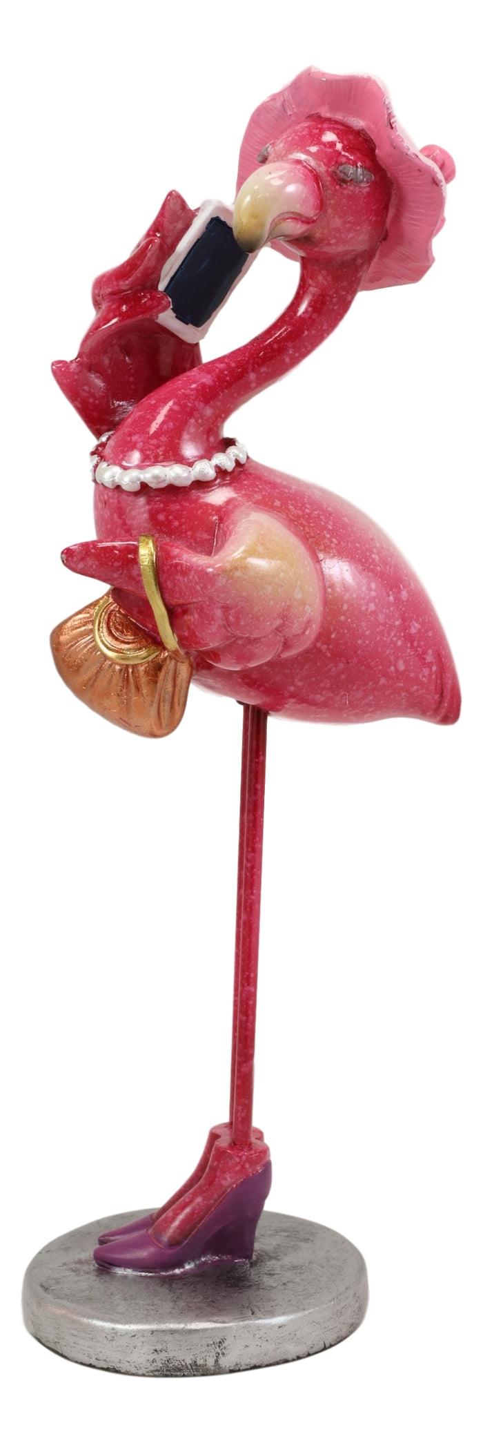 ebros gift Fashion Diva Flamingo With Pumps Handbag And Hat Talking On Cell Phone Statue