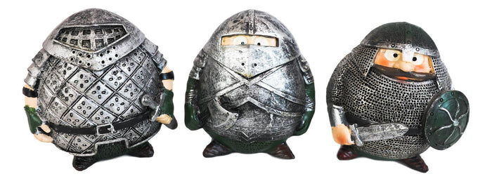 Ebros Gift Fat Chibi Medieval Gladiator Knights With Sword Axe And Shield Figurine Set Of 3