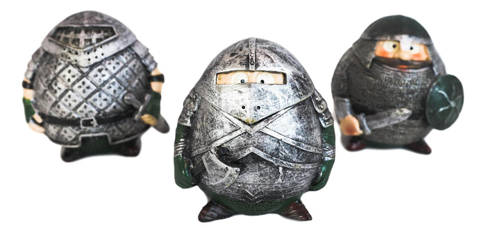 Ebros Gift Fat Chibi Medieval Gladiator Knights With Sword Axe And Shield Figurine Set Of 3