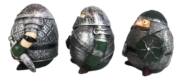 Ebros Gift Fat Chibi Medieval Gladiator Knights With Sword Axe And Shield Figurine Set Of 3