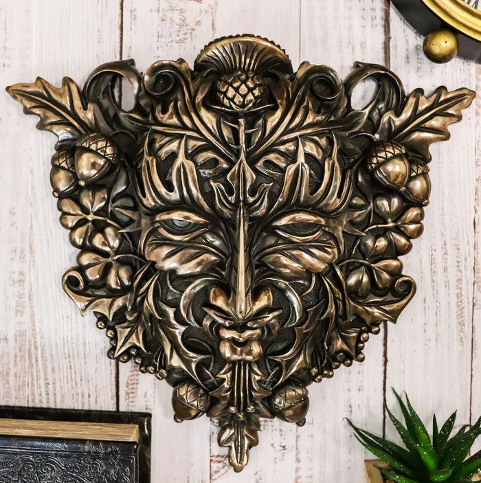 ebros gift Faux Bronze Autumn Acorn And Clover Greenman Wall Decor Plaque Maxine Miller
