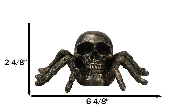 Ebros Gift Faux Bronze Creepy Crawler Tarantula Arachnid Skulltula Spider Skull Figurine