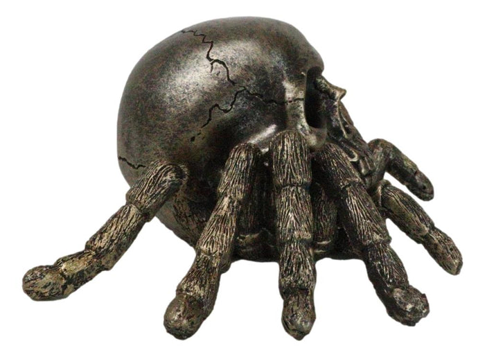Ebros Gift Faux Bronze Creepy Crawler Tarantula Arachnid Skulltula Spider Skull Figurine