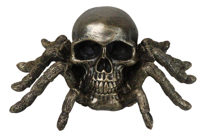 Ebros Gift Faux Bronze Creepy Crawler Tarantula Arachnid Skulltula Spider Skull Figurine