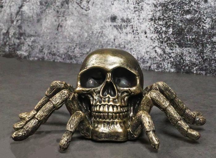ebros gift Faux Bronze Creepy Crawler Tarantula Arachnid Skulltula Spider Skull Figurine