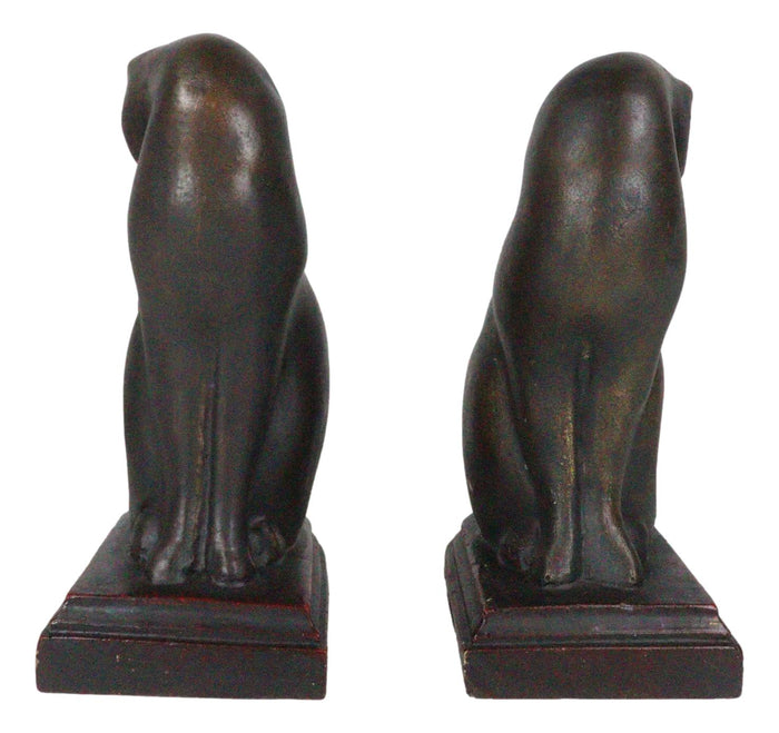 Ebros Gift Faux Bronze Feline Cats At Repose Kissing Their Backs Bookends Pair Figurine Set