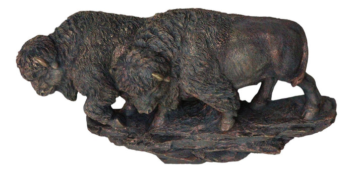 Ebros Gift Faux Bronze Native American Brown Bison Buffalo Herd Wall Sculpture Relief 21"L