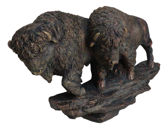 Ebros Gift Faux Bronze Native American Brown Bison Buffalo Herd Wall Sculpture Relief 21"L