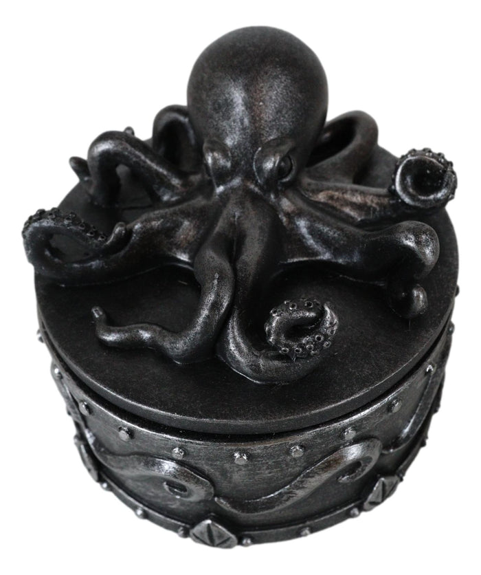 Ebros Gift Faux Pewter Nautical Marine Octopus Keeper Of The Seas Decorative Box Figurine
