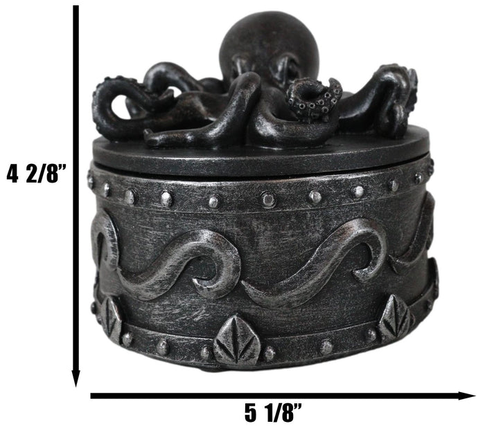 Ebros Gift Faux Pewter Nautical Marine Octopus Keeper Of The Seas Decorative Box Figurine