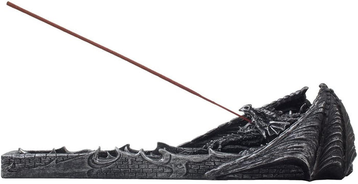 Ebros Gift Faux Stone Gothic Attacking Dragon Breath Of Fire Incense Holder Burner Figurine