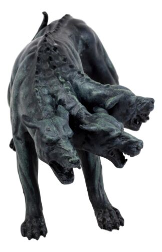 Ebros Gift Faux Stone Greek Guardian Hydra Hound Dogs Of Hades Cerberus Statue 7.75"L