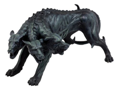 Ebros Gift Faux Stone Greek Guardian Hydra Hound Dogs Of Hades Cerberus Statue 7.75"L