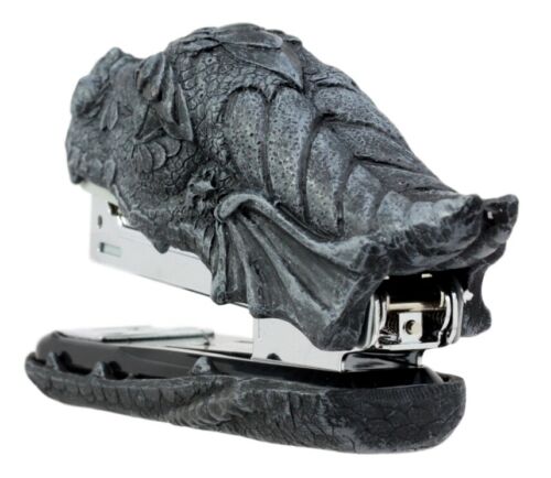 Ebros Gift Faux Stone Legendary Fire Dragon Head Stapler Office Desktop Accessory Decor