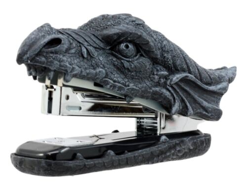Ebros Gift Faux Stone Legendary Fire Dragon Head Stapler Office Desktop Accessory Decor
