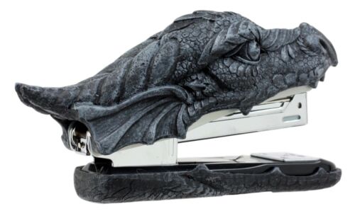 Ebros Gift Faux Stone Legendary Fire Dragon Head Stapler Office Desktop Accessory Decor