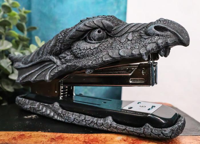 ebros gift Faux Stone Legendary Fire Dragon Head Stapler Office Desktop Accessory Decor