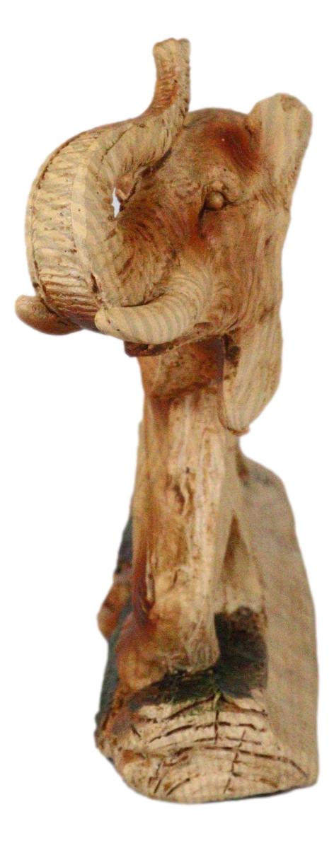 Ebros Gift Faux Wood Elephant Family Migration Elephant Walking With Baby Calf Statue 7"L