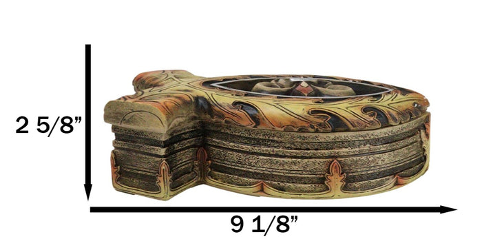 Ebros Gift Faux Wood Jesus Fish Ichthys With Fleur De Lis Cross Decorative Trinket Box